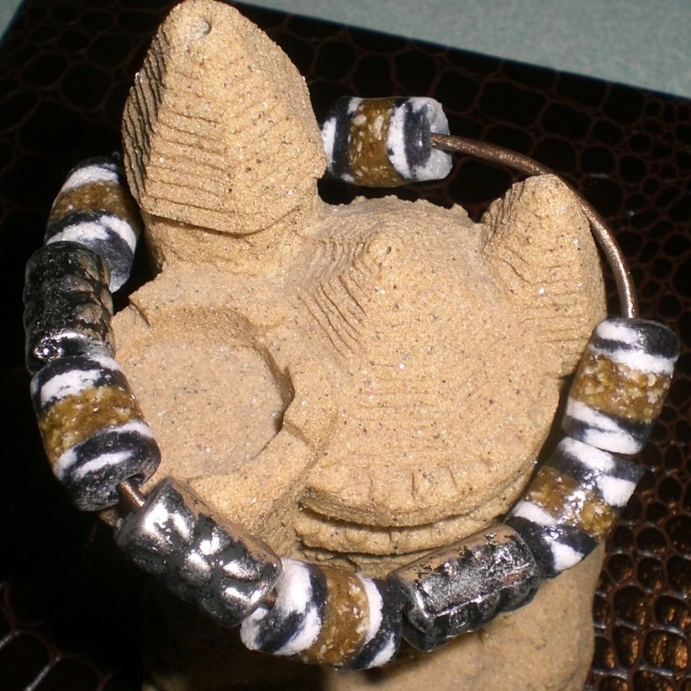 Sankofa Bead and Silver Bead Bracelet
